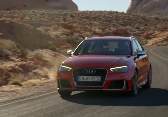 Audi RS3 Sportback 2015: 367 zvučných koní na prvním videu cválá napříč Amerikou