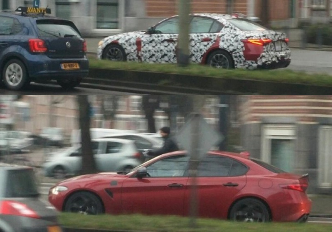 Základní Alfa Giulia nachytána v Amsterdamu, ve společnosti verze QV (foto, video)