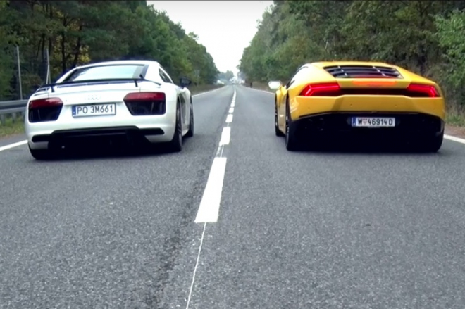 Audi R8 V10 Plus vs. Lamborghini Huracán: bratrovražedný souboj ve sprintu (video)