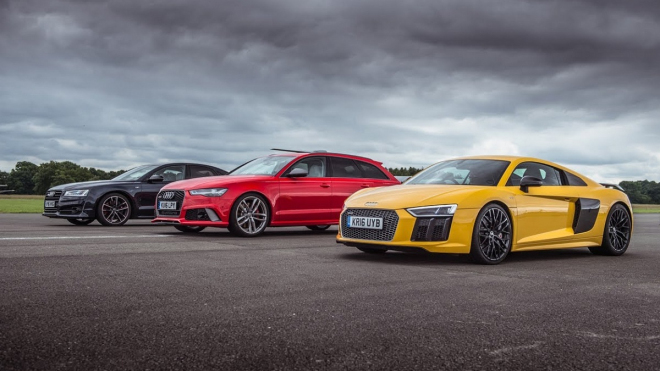 Turba vs. atmosféra: Audi R8 se ve sprintu postavilo modelům RS6 a S8 (video)