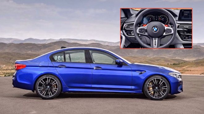 Nové BMW M5 plně odhaleno únikem. K čemu má ta červená „pádýlka” na volantu?