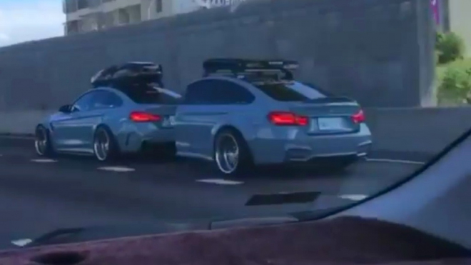 BMW „M4” táhnoucí přívěs ve stejném stylu vypadá jako chyba v Matrixu