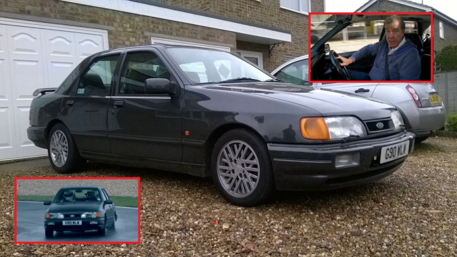 K mání je Ford Sierra RS Cosworth, se kterým řádil Clarkson v Top Gearu