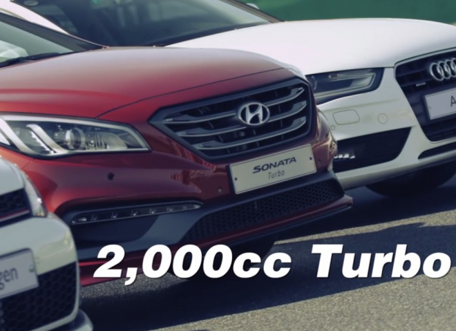 Korea vs. Německo: Hyundai Sonata ve sprintu poráží Golf GTI i Audi A4 (video)