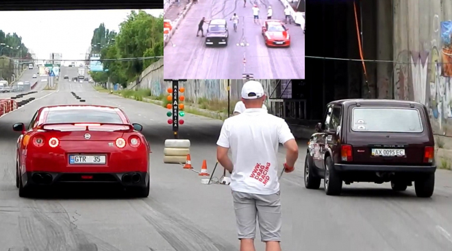 Lada Niva vs. Nissan GT-R ve sprintu: může Lada zpráskat Godzillu s 680 k? (video)