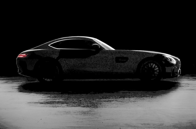 Mercedes-AMG GT: venku je první fotka exteriéru, premiéra bude na podzim (+video)