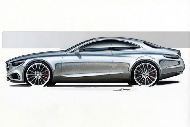 Mercedes S Coupe: dvoudvéřová třída S na oficiálních skicách, připomíná spíše SLS AMG
