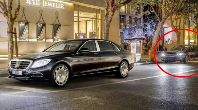 Mercedes dál prezentuje své novinky na fotkách s BMW, přemalovaným na Jaguar