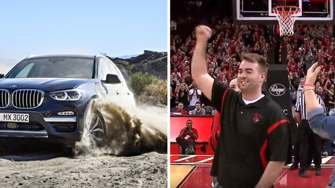 Amatér vyhrál zbrusu nové BMW za čtyři sporné hody basketbalovým míčem