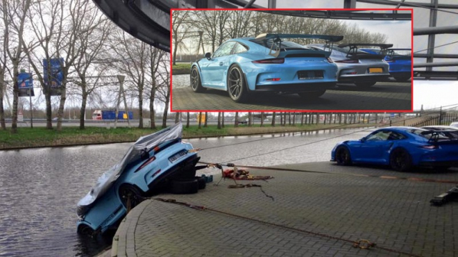 Špatný den v práci? Tento mechanik měl horší, Porsche 911 GT3 RS poslal do vody