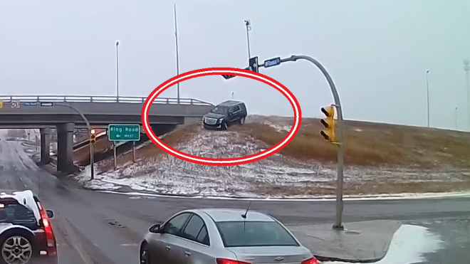 Řidič SUV zkusil opustit dálnici mimo obvyklé sjezdy. Skoro to vyšlo, skoro