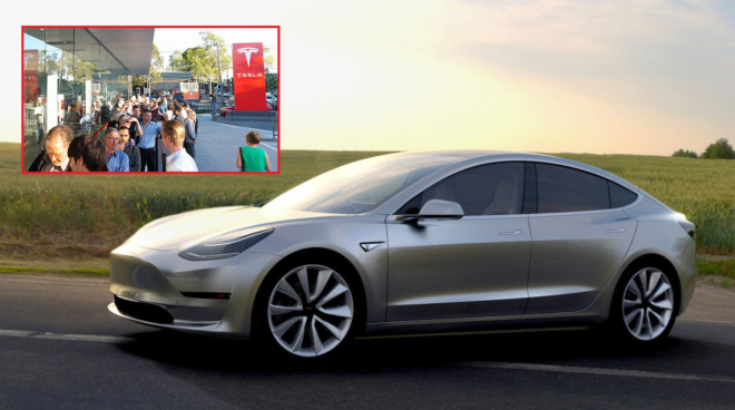 Tesla Model 3 je venku, 115 tisíc lidí na ni stálo fronty jak za Husáka