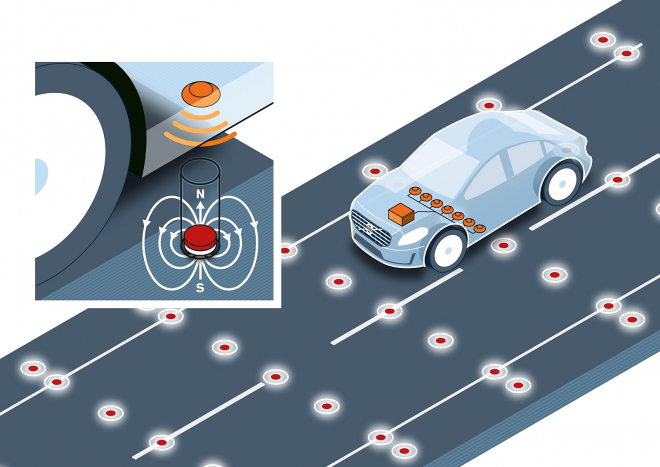 Volvo testuje nový autopilot, spoléhá na magnety zasazené do silnice