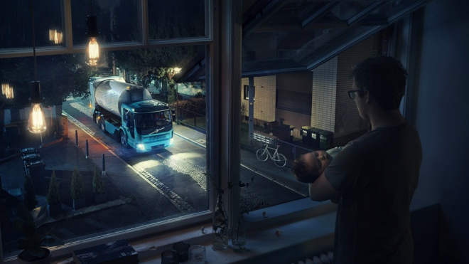 Popeláři vás už nevzbudí. Volvo stvořilo „neviditelný” náklaďák pro práci v noci