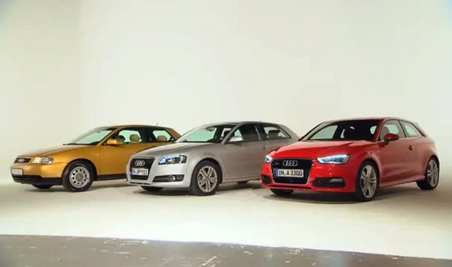 Audi A3: první, druhá i třetí generace bok po boku (video)