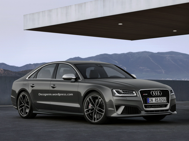 Audi RS8 na velmi realistické ilustraci, ve skutečnosti ale asi jen tak nevznikne