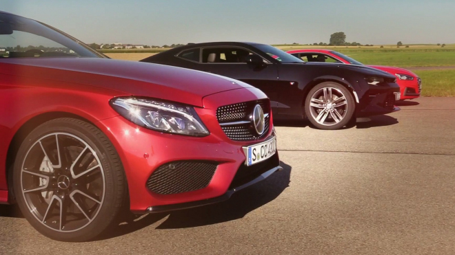 Audi S5 vs. AMG C43 Coupe vs. Camaro SS ve sprintu: a Vorsprung nikde (video)