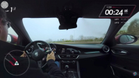 Alfa Romeo Guilia QV v akci na prvním onboardu, působí dost těžkopádně (videa)