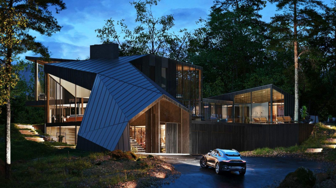 Luxusní dům navržený přímo automobilkou fascinuje svým pojetím i příjezdovou cestou