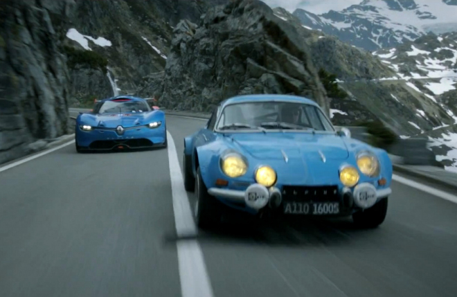 Alpine A110-50 rovná síly s původním Alpine A110 na horské silnici (video)