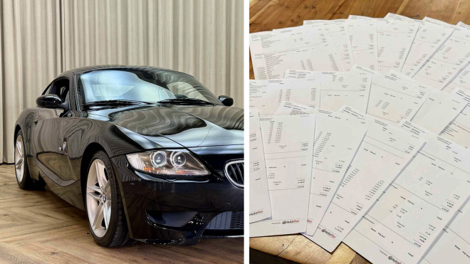 Někdo najel s drsným BMW Z4 M Coupe neuvěřitelné kilometry a tohle jsou faktury za servis. Účty za chiropraktika chybí
