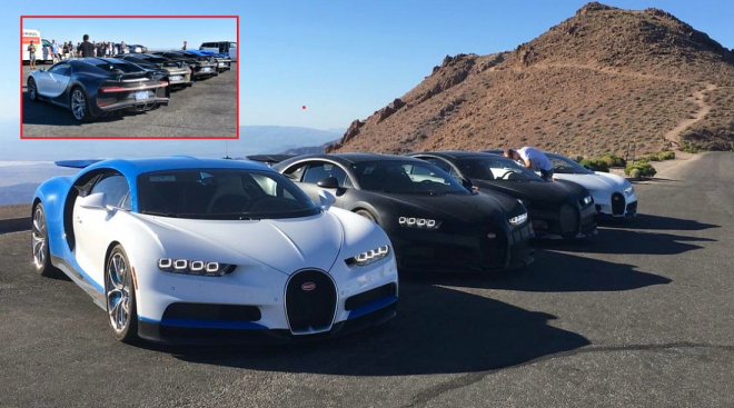 Podívejte se na 4 Bugatti Chiron v Údolí smrti, je to pohled za 280 milionů