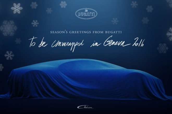 Bugatti přeje šťastné a veselé. A potvrzuje ženevský debut Chironu i s první fotkou