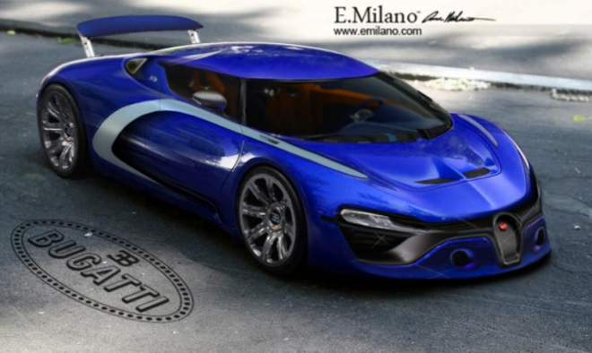 Bugatti Chiron na nových ilustracích ukazuje rysy Renaultu Twingo