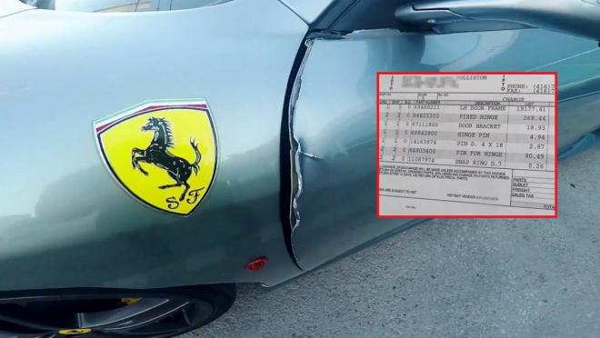 Kolik si myslíte, že stojí oprava lehce poškozených dveří na Ferrari F430?