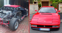 Že k Ferrari nelze přijít tvrdou prací? Tento člověk 6 let renovoval bouraný stroj