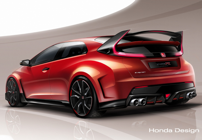 Honda Civic Type R 2014: oficiální skica prozrazuje agresora, představí se v Ženevě
