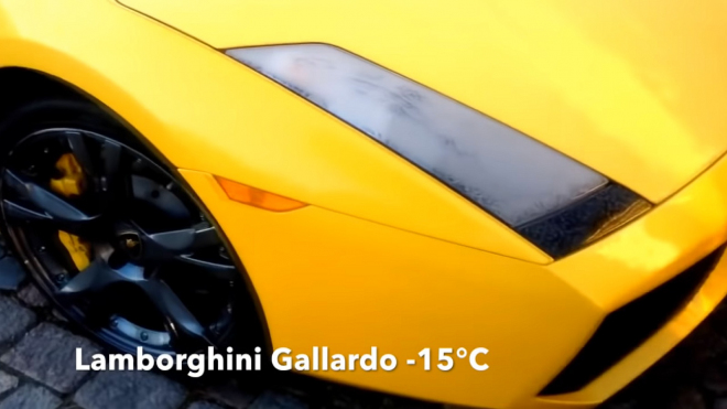 Jak různá auta startují v tuhém mrazu? Podívejte se, vidět Lamborghini je rarita