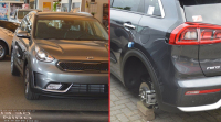 Zloději naráz ukradli 56 kol i z úplně nové Kie Niro, přímo u dealera