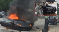 Lambo Huracán se při nehodě rozpůlilo a chytlo, řidiče vytáhli sekundy před tím