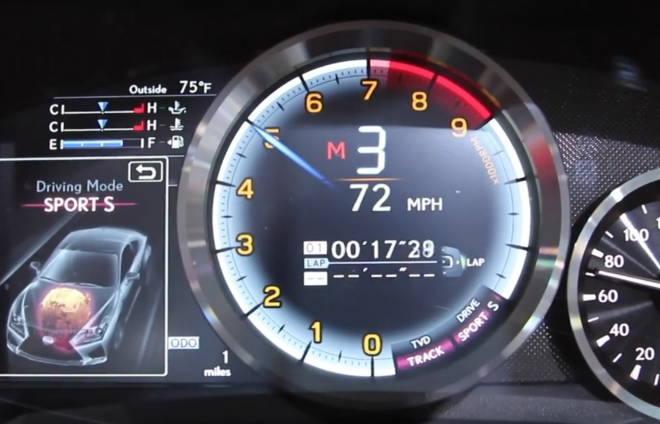 Lexus RC F má místo přístrojového štítu závodní telemetrii, zní zlověstně (video)