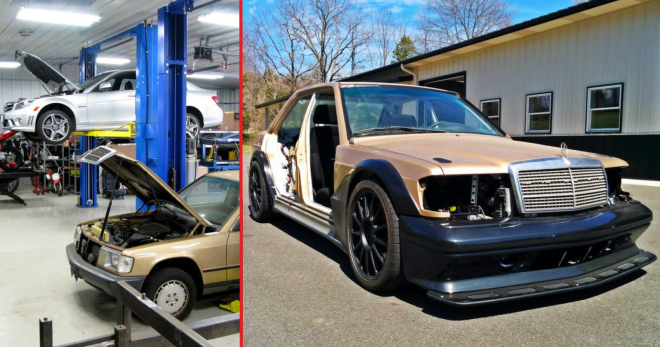 Tohle monstrum je Mercedes 190E s technikou C 63 AMG. Je bizarně krásný