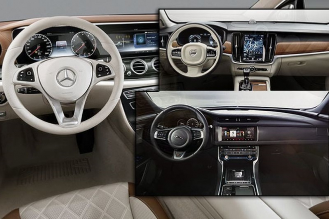 Interiér Mercedesu E 2016 vs. Volva S90 vs. Jaguaru XF 2016: který je nejhezčí?