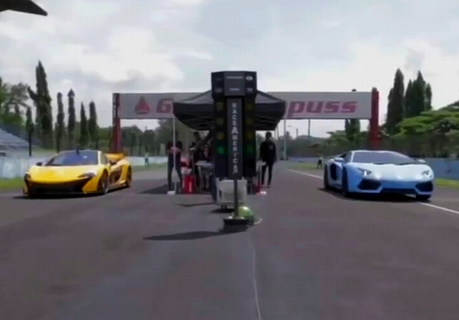 McLaren P1 vs. Aventador vs. Caterham: Ital nestačil o kousek, Brit o parník (videa)
