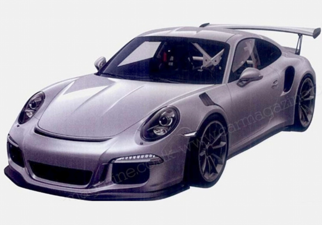 Porsche 911 GT3 RS 2015 odhaleno patentovými snímky, je to mix GT3 a Turba