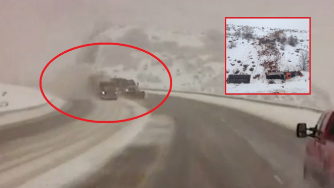 Předjíždět na zasněžené silnici pluh není dobrý nápad, končí to i takto (video)