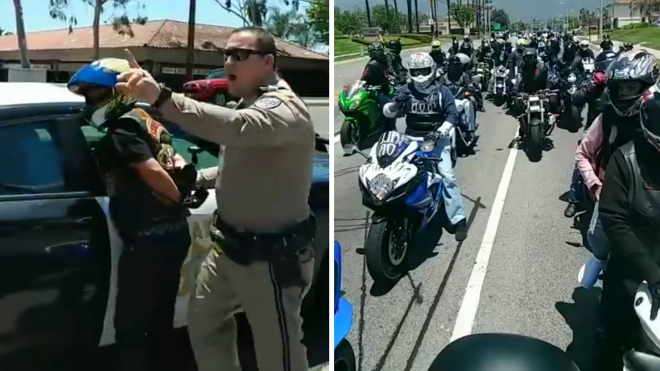 Policista si prožil horké chvilky. Srazil motorkáře, obestoupily ho desítky dalších