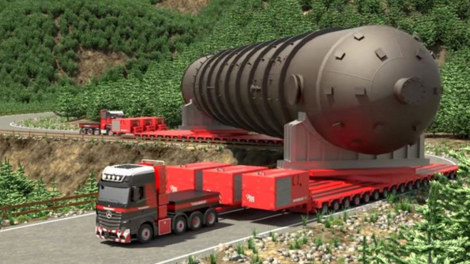 Převoz 882 tun vážícího nákladu po běžné silnici je operací na hranici pochopitelnosti