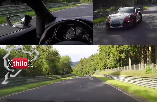 Seat Leon Cupra na Ringu stíhal 911 GT3 RS, pak se rozsvítila kontrolka motoru (video)