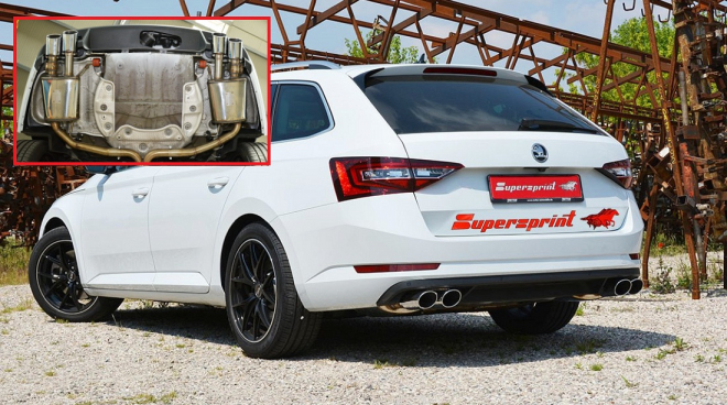 Škoda Superb s výfukem Supersprint nezní jako obyčejný rodinný kombík