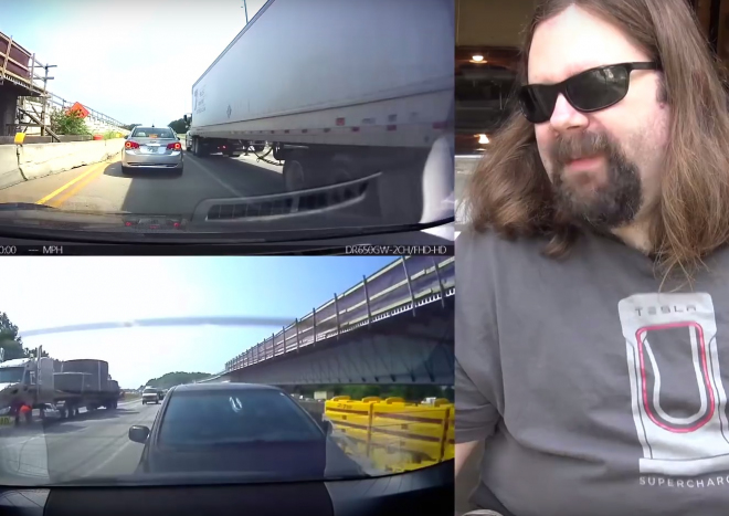 Autopilot tady zabránil nehodě, říká fanda Tesly. Spíše ji ale pomohl (video)