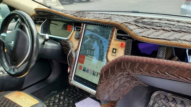Lze vůbec pochopit, že si někdo přečalounil Teslu Model S krokodýlí kůží?