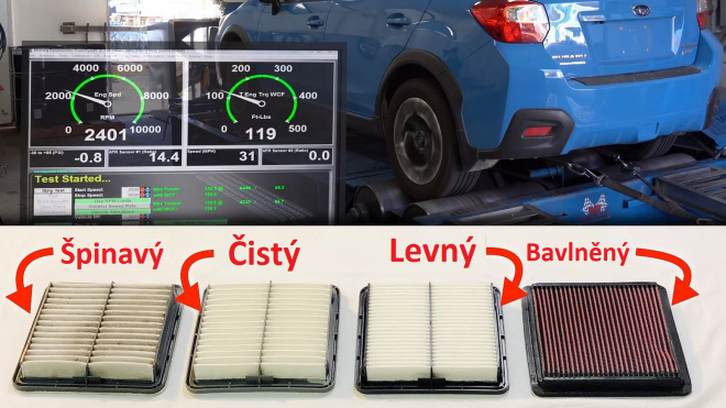 Jak mění výkon motoru čistý, špinavý a nebo různě drahý vzduchový filtr?