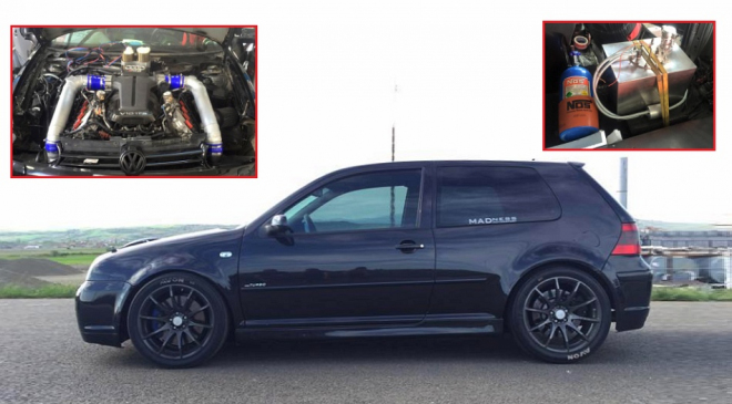 VW Golf V10 biturbo je ještě šílenější, s většími turby a nitrem má 1 267 koní