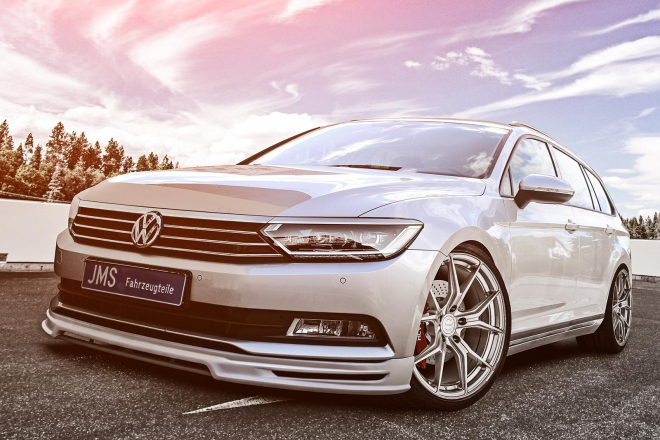VW Passat B8 s tuningem od JMS: hlavně snížený podvozek a 19palcová kola
