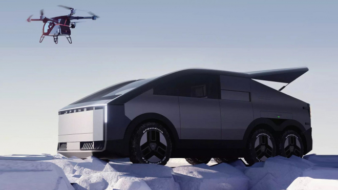 Číňané zkopírovali Cybertruck dřív, než ho Tesla dostala na trh. Přidali mu navíc dvě kola a helikoptéru